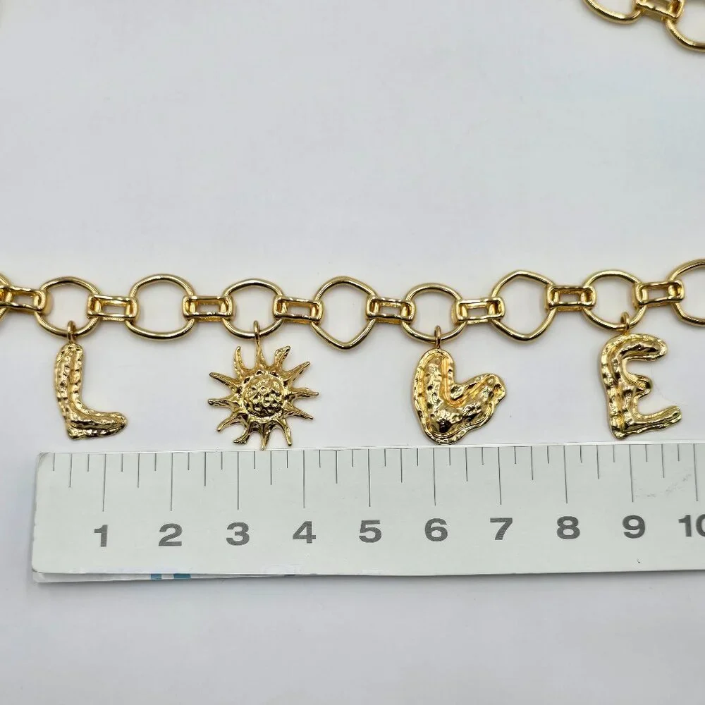 Zara LOVE Charms Gold Chain Belt - NWT